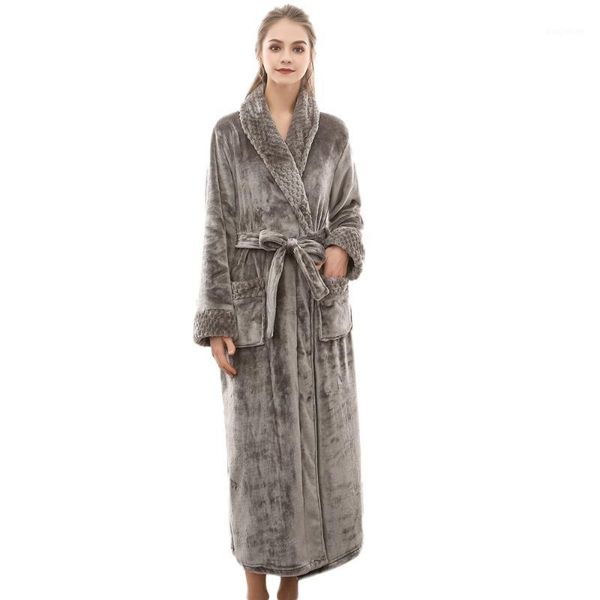 

muqgew night dress women bathrobe cotton robe women's winter lengthened coralline plush shawl bathrobe long sleeved robe coat#g31, Black;red