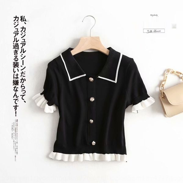 

ztd-337 корейских женщин pulloversweater пуловеры платье 2020 лета новый тонкий и тонкий французский отворотом свитер пуловер top 2xn6o, White;black