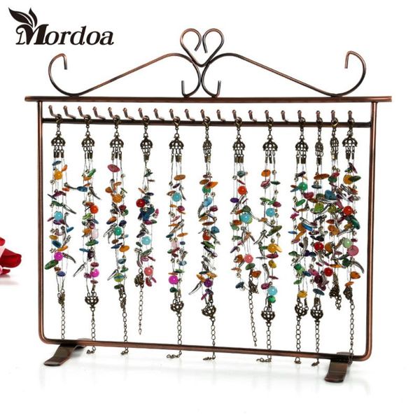 

2021 good quality 20 hooks earrings necklace pendent jewelry display metal stand rack holder home organizer, Pink;blue
