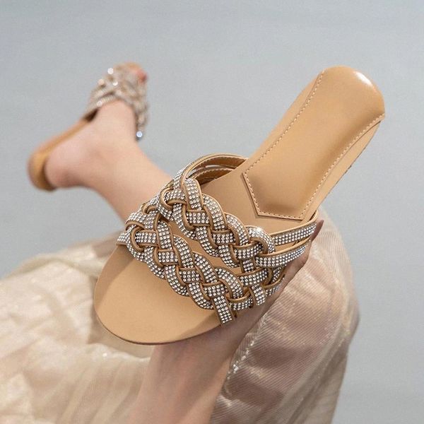 

women's summer slipper ladies weave pu leather flat shoes fashion slippers women casual comfort shoe female footwear plus size #281e, Black