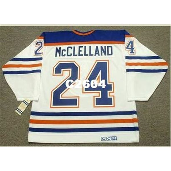 

men #24 kevin mcclelland edmonton oilers 1987 ccm vintage retro home hockey jersey or custom any name or number retro jersey, Black