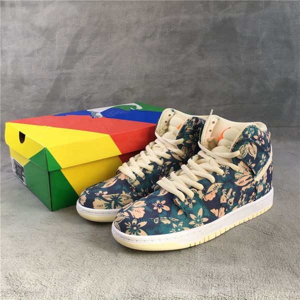 

skateboard shoes sb dunks high pro qs hawaii sail/blue-green aqua skateboarding leisure shoes men/women outdoor sneakers sports ship with sh