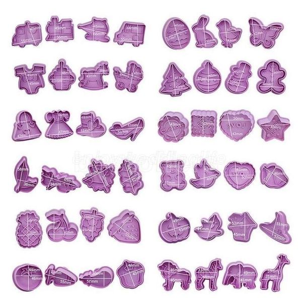 

12 styles cute easter valentines element cookie mold cutter fruits vegatables cars shape baking mold pvc cake mould bakwares fy4451