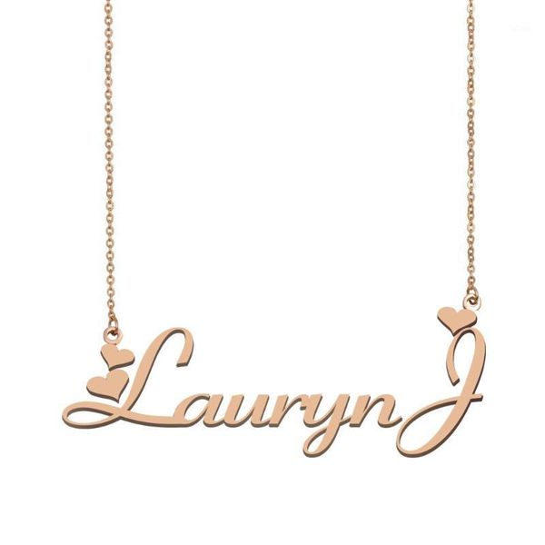 

laurynj имя ожерелье, пользовательское имя ожерелье для женщин девушки лучшие друзья на день рождения свадьба рождественские рождественские, Silver