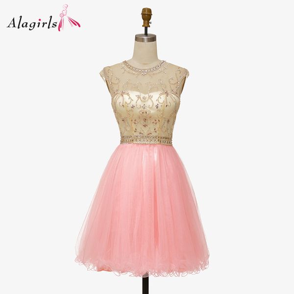 

Pink Homecoming Dress Crystal Beaded Short Gown Cheap Knee Length Mini Prom Graduation Party Dress Free Shipping, Grey