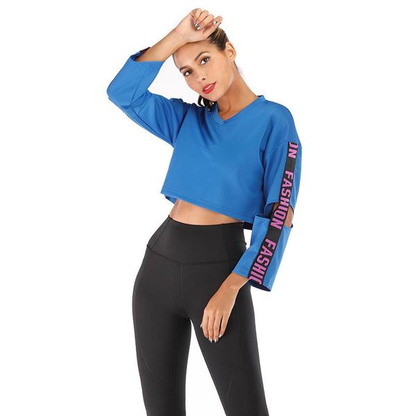 

new women's sport v-neck long sleeve sportwear loose casual sports yoga gym jogging run workout fitness clothing woman top, White;red