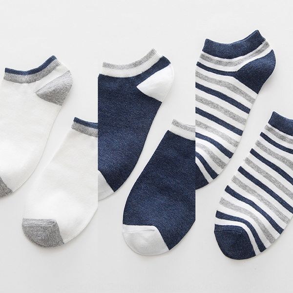 

men's thin anti odor and sweat absorption sports solid color low men's striped four season cotton socks cotton boat socksboat sock, Black