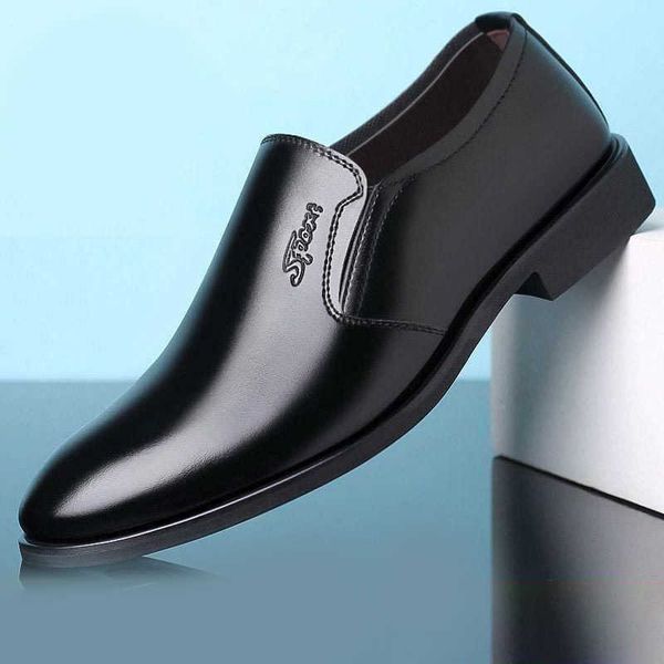 

leather autumn breathable formal wear business leather men's casual over work driving shoes, Black