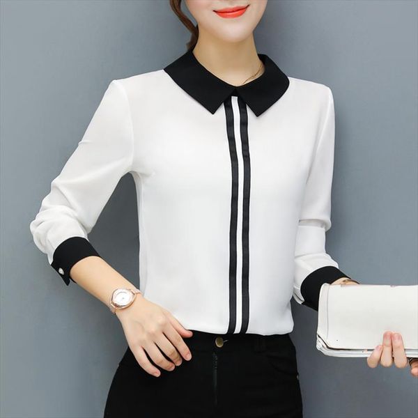 

summer spring blouses womens office work elegant chiffon shirts red slim blouse casual long sleeve plus size white shirt