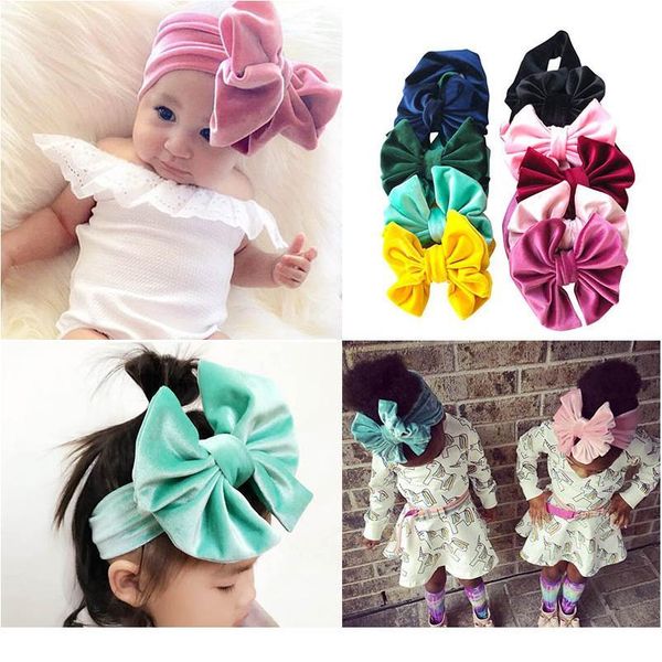 

q soft baby headband hair accessories ins fashion women girl hair bow head wrap sweet elastic smooth velvet warm qylefo