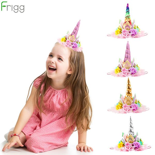 

cute kids women sweet flower cat ear unicorn headband children headwear p props party decoration