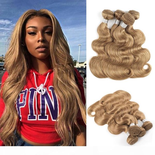 

#27 honey blonde hair weave bundles brazilian body wave hair for black women 3 or 4 bundles 16-24 inch remy human hair extensions