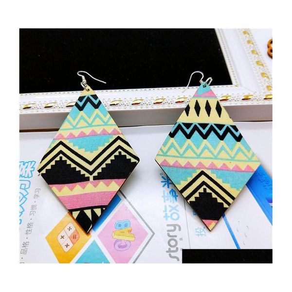 

influx earrings female diamond african painted pattern retro printing simple wooden sqcvov beauty888, Silver