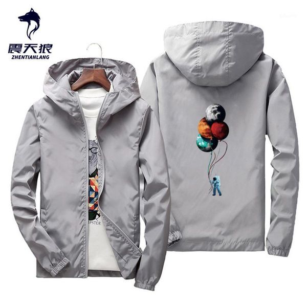 

jacket men 2020 astronaut space travel hooded coats spring autumn thin jacket zipper men fashion hooded jackets1, Black;brown