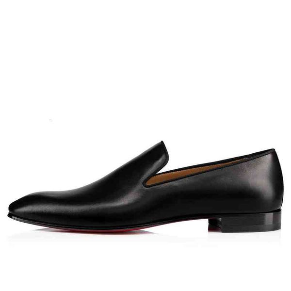 

luxury men shoes designer brand loafers minimalist classic leather red bottom dandelion flat heel party wedding occasions, Black