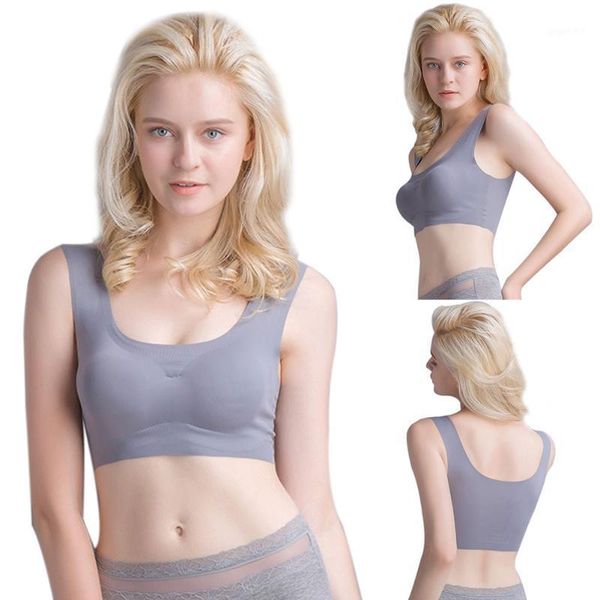 

women solid seamless running wide strap removable pad full cup yoga soft smooth skin-friendly non wired sports bra sexy1, Red;black