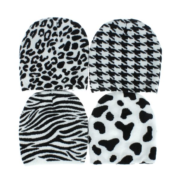 

beanie winter hats leopard spotty black white knitted hat warm gorras bonnet acrylic hat for women, Blue;gray