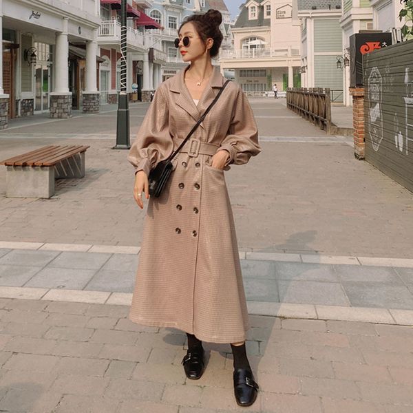 

2021 new female jacket dressed in spring style new korean suit long sleeve double breasted fashion jacket15x cy72, Black;brown
