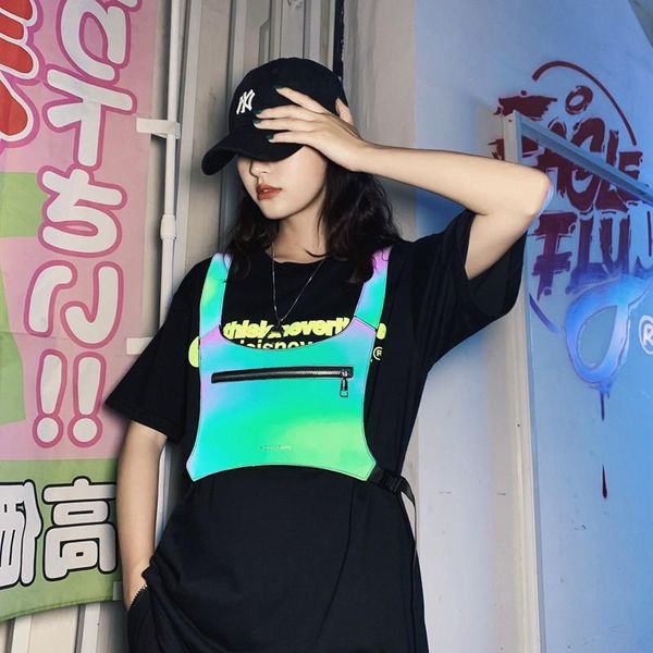 

chest rig bag hip hop streetwear tactical vest chest bag woman functional waist packs pu leather fashion phone pocket