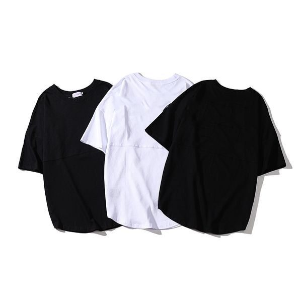 

European and American hip-hop tide brand short-sleeved shoulder bat-sleeved T-shirt men's loose fashion trend short-sleeved t-shirt, White;black
