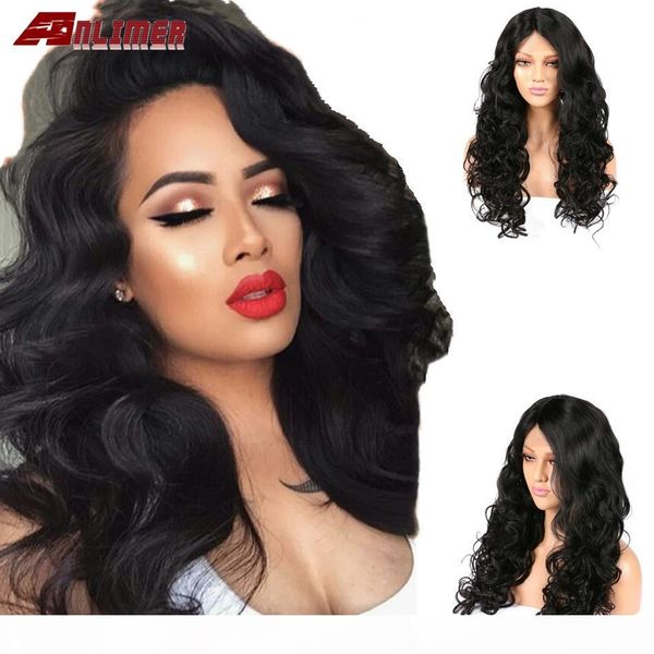 

anlimer 13x6 lace front brazilian remy human hair wigs with baby hair pre plucked silky straight with bangs for women, Black