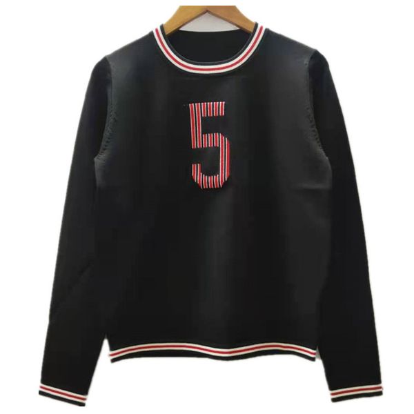 

130 2021 spring brand same style regular long sleeve crew neck black white blue kint sweater women clothes mihonh0, White;black