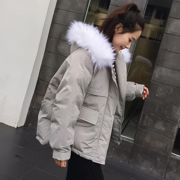 

women's down & parkas winter jacket womens casual pockets hooded loose cotton coat female warm padded oversized women coats q3005, Black