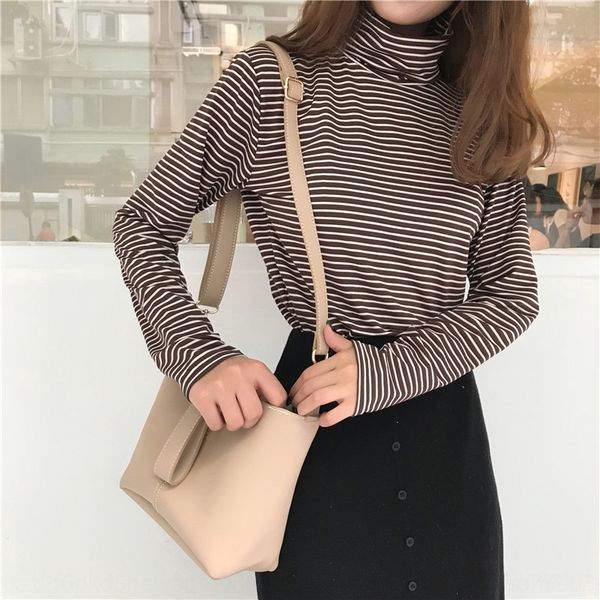 

b68ra long sleeve shirtcoat t-shirt versatile student loose looks thin harajuku bottoming high autumn korean version girl t collar bl, White
