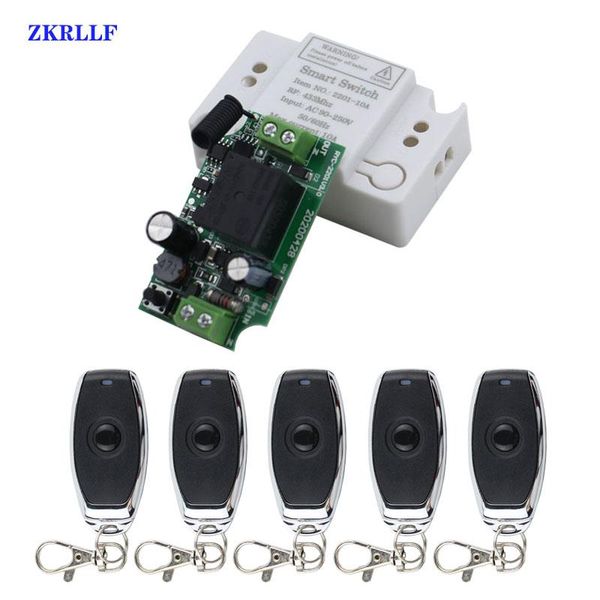 

433mhz ac 220v 10a 1ch universal remote control switch rf relay receiver and ev1527 transmitter control for wireless opener