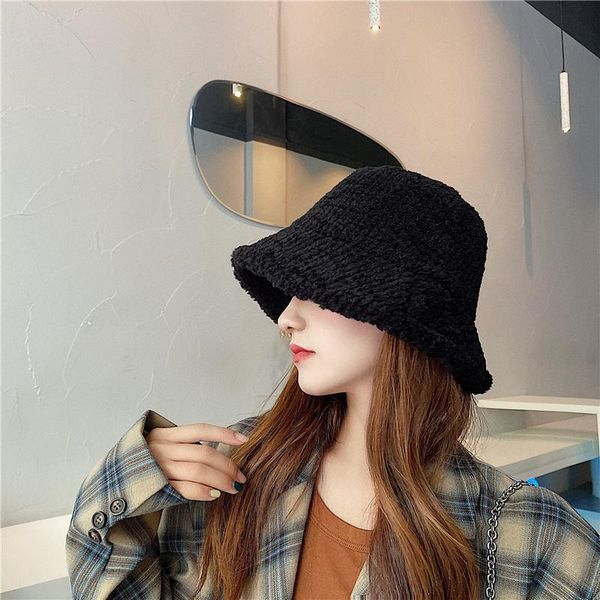 

2021 new arrival lamb feather fisherman hat bucket hat thickened warm protective ear wool basin, Blue;gray