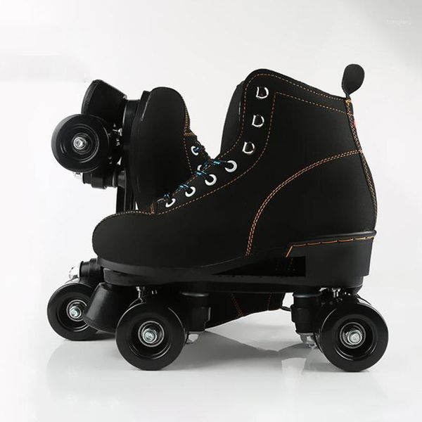 

double row skates men and women flash roller skates roller double outdoor patines shoes with 4 wheels1