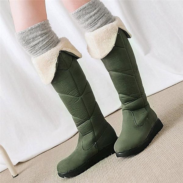 

2020 winter womens flock flats casual shoes round toe low-heeled keep warm snow boots stiefeletten damen, Black