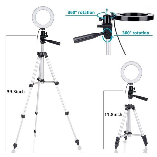 

dimmable led studio camera ring light tripod with phone holder1