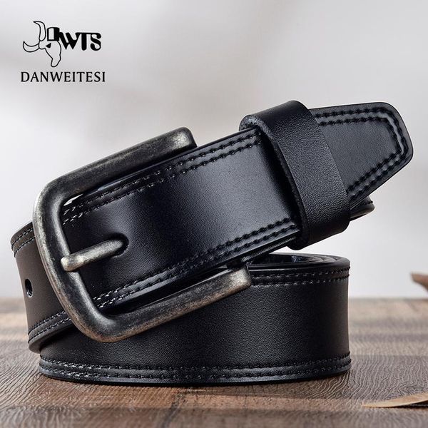 

dwts]leather belt men genuine leather belt male strap luxury pin buckle belts casual men belts vintage jeans high quality, Black;brown