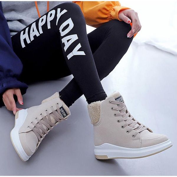 

winter warm snow boots women boots female footwear lace up flat platform casual ladies ankle shoes fashion short, Black