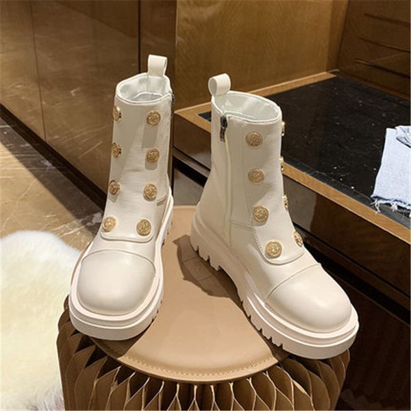 

women's 2021 new shoes fall british style thick leather short soles fashion mujer black boots pstx