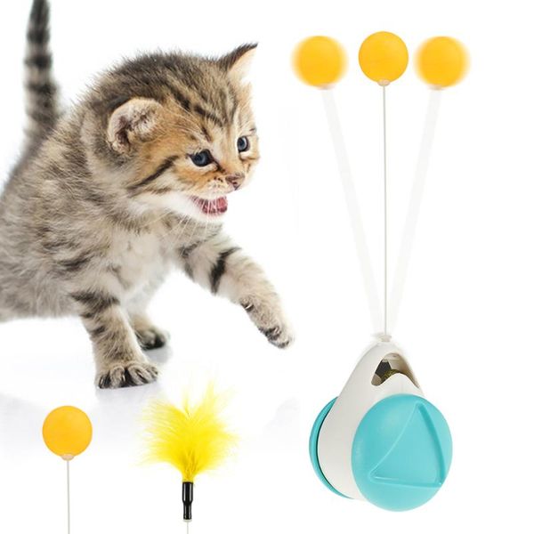 

cat balance swing car interactive toys cat feather toys for indoor chase self rotating ball roller catnip pet toy
