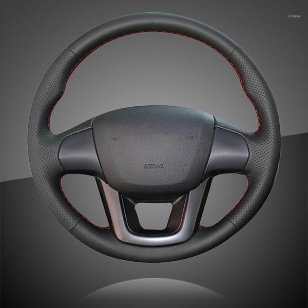 

car braid steering wheel covers for kia k2 kia rio 2011 2012 2013 hand stitched interior auto braid on the steering wheel cover1