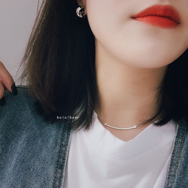 

punk cool handsome hip hop smiling face simple necklace chic net red trampy temperament men and women, Silver