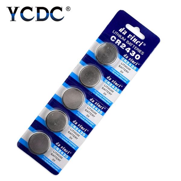 

5шт / уп cr2430 батареи кнопки dl2430 br2430 kl2430 cell монета литиевая батарея 3v cr 2430 для часы электронные игрушки дистанционного wmtu, Bronze;slivery