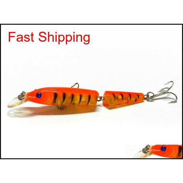 

2 sections fishing minnow lure artificial bait with treble hooks 10.5cm 9.6g plastic hard bai qylngq bdehair