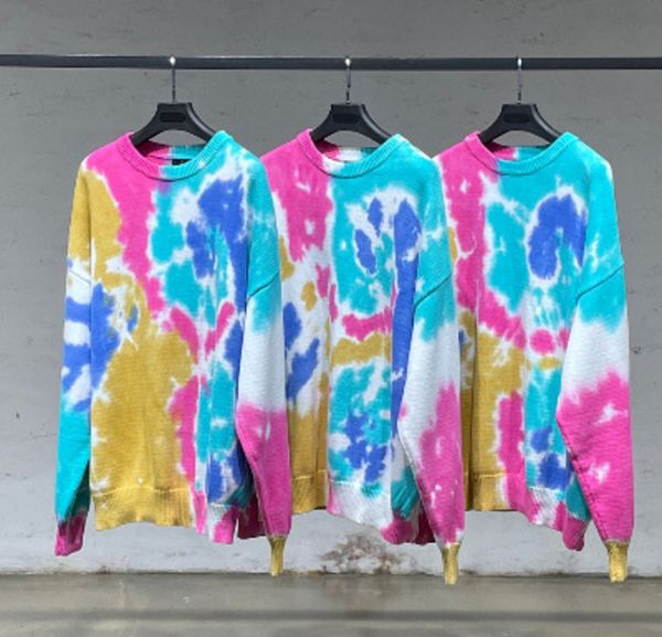 

men's hoodies gaojie tie dyed knitted round neck sweater, Black