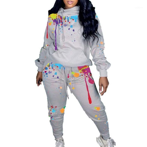

splash-ink tie dye print two piece tracksuits for women matching sets pant set hoodie sweatshirt jogging sweat suits streetwear1, Gray