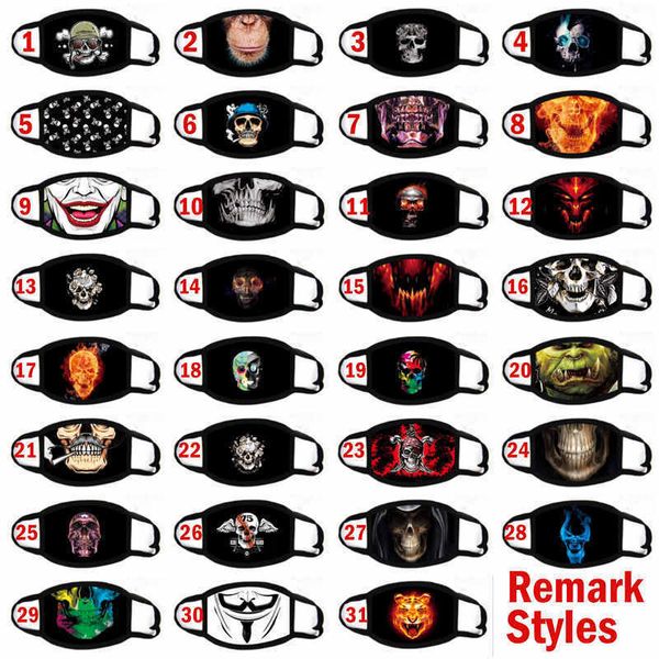 

factory masks 31styles halloween face 100pcs 3d digital skull printing dustproof pretective washable cartoon decorat 3an982