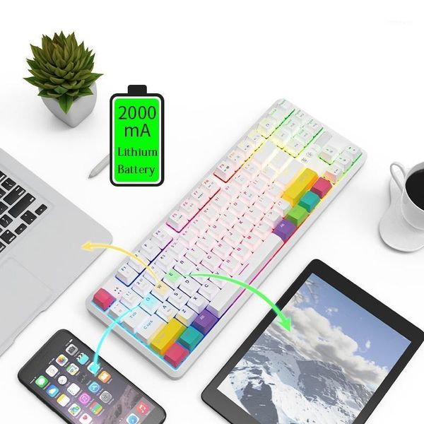 

keyboards ajazz rgb backlit mechanical keyboard red/black/green switch for deske-sport wireless bluetooth gaming k870t 87 key1