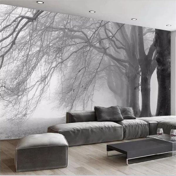 

custom wallpaper mural black and white abstract tree decoration tv background restaurant l waterproof