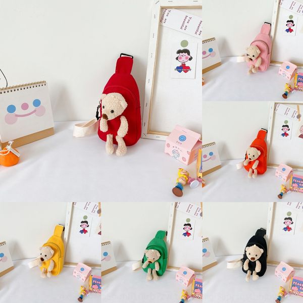 

lblav new children's messenger doll canvas cartoon cute rabbit chest bag boy and girl cub doll change canvas bag, White