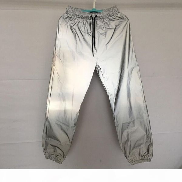 

2019 new men reflective hip hop light shiny pants male streetwear joggers sweatpants autumn loose harem trousers a9053 c19041301, Black