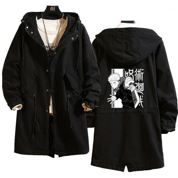 

jujutsu kaisen cosplay hoodie fake two piece yuji itadori fushiguro megumi print fashion long coat thin thick warm coat1, Tan;black