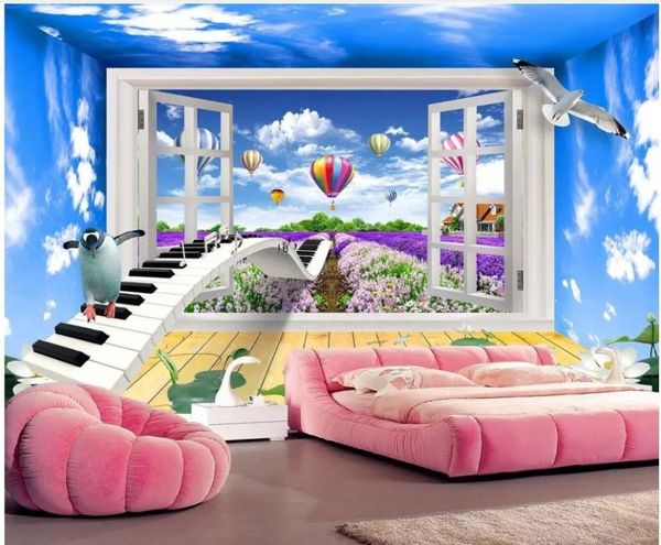 

3d p wallpaper on a wall custom mural space window lavender idyllic landscape home decor living room wallpaper for walls 3 d